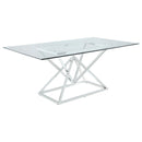 Beaufort Rectangle Glass Top Dining Table Chrome - NY Furniture Direct (NY)