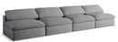 Serene Grey Linen Fabric Deluxe Cloud Modular Armless Sofa