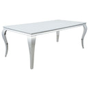 Carone Rectangular Glass Top Dining Table White and Chrome - NY Furniture Direct (NY)