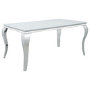 Carone Rectangular Glass Top Dining Table White and Chrome - NY Furniture Direct (NY)