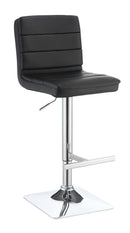 Bianca Upholstered Adjustable Bar Stools Black and Chrome (Set of 2) - NY Furniture Direct (NY)