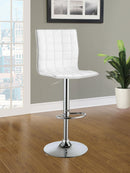 Ashbury Upholstered Adjustable Bar Stools White and Chrome (Set of 2) - NY Furniture Direct (NY)