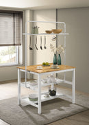 Hollis Kitchen Island Counter Height Table with Pot Rack Brown and White - NY Furniture Direct (NY)