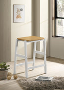 Hollis Wood Counter Height Backless Bar Stool Brown and White - NY Furniture Direct (NY)