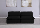 Serene Black Linen Fabric Deluxe Cloud Modular Armless Sofa