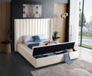 Kiki Cream Velvet Queen Bed (3 Boxes)