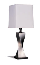 Keene Square Shade Table Lamps White and Antique Silver (Set of 2) - NY Furniture Direct (NY)