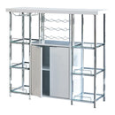 Gallimore 2-door Bar Cabinet with Glass Shelf High Glossy White and Chrome - NY Furniture Direct (NY)