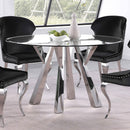 Alaia Round Glass Top Dining Table Clear and Chrome - NY Furniture Direct (NY)
