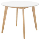 Breckenridge Round Dining Table Matte White and Natural Oak - NY Furniture Direct (NY)