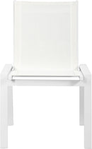 Nizuc White Mesh Waterproof Fabric Outdoor Patio Aluminum Mesh Dining Chair