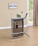 Dallas 2-shelf Home Bar Silver and Frosted Glass - NY Furniture Direct (NY)