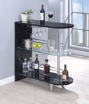 Adolfo 3-tier Bar Table Glossy Black and Clear - NY Furniture Direct (NY)