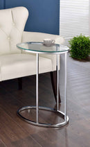 Kyle Oval Snack Table Chrome and Clear - NY Furniture Direct (NY)