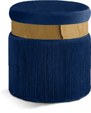 Yasmine Navy Velvet Ottoman/Stool