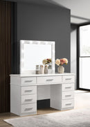 Felicity 9-drawer Vanity Desk with Lighted Mirror Glossy White - NY Furniture Direct (NY)