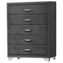 Melody 5-drawer Upholstered Chest Grey - NY Furniture Direct (NY)