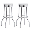 Theodore Upholstered Top Bar Stools White and Chrome (Set of 2) - NY Furniture Direct (NY)
