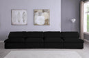 Serene Black Linen Fabric Deluxe Cloud Modular Armless Sofa
