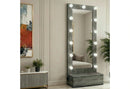 Lexi Grey Tall Mirror with Drawer and Speakers