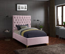 Cruz Pink Velvet Twin Bed