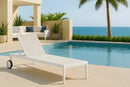Nizuc White Mesh Waterproof Fabric Outdoor Patio Aluminum Mesh Chaise Lounge Chair