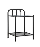 Livingston 1-shelf Nightstand with Glass Top Dark Bronze - NY Furniture Direct (NY)