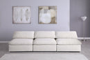 Serene Cream Linen Fabric Deluxe Cloud Modular Armless Sofa