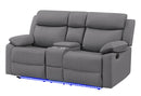 U6026 Grey Pu 46A Console Reclining Loveseat with LED and Speaker