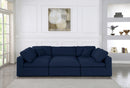 Serene Navy Linen Fabric Deluxe Cloud Modular Sectional