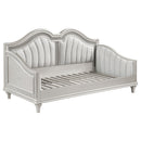 Evangeline Upholstered Twin Daybed with Faux Diamond Trim Silver and Ivory - NY Furniture Direct (NY)