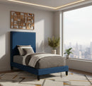 Harlie Navy Velvet Twin Bed