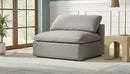 Serene Grey Linen Fabric Deluxe Cloud Armless Chair