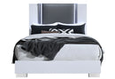 Ylime Smooth White Bed with LED Fully Slatted