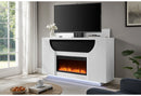 Aveena White 76" Ent Unit with TV, LED, Speakers, Crystal and Pop-Up
