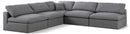 Serene Grey Linen Fabric Deluxe Cloud Modular Sectional