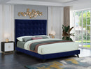 Elly Navy Velvet Queen Bed