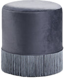 Teddy Grey Velvet Ottoman/Stool
