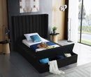 Kiki Black Velvet Twin Bed (3 Boxes)
