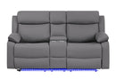 U6026 Grey Pu 46A Console Reclining Loveseat with LED and Speaker