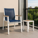 Nizuc Navy Mesh Waterproof Fabric Outdoor Patio Aluminum Mesh Dining Arm Chair
