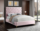 Cruz Pink Velvet Queen Bed