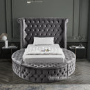 Luxus Grey Velvet Twin Bed (3 Boxes)