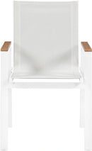 Nizuc White Mesh Waterproof Fabric Outdoor Patio Aluminum Mesh Dining Arm Chair