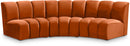 Infinity Cognac Velvet 3pc. Modular Sectional