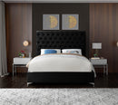 Cruz Black Velvet Queen Bed
