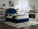 Hugo Navy Velvet Queen Bed