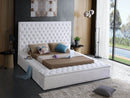 Bliss White Velvet Queen Bed (3 Boxes)
