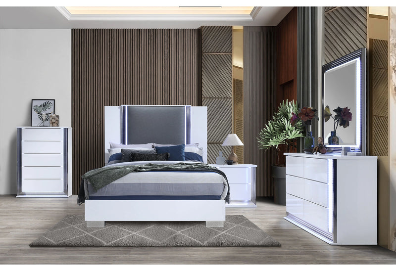 Global Furniture Ylime Smooth White 4pc Queen Bedroom Set