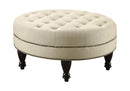 Elchin Round Upholstered Tufted Ottoman Oatmeal - NY Furniture Direct (NY)